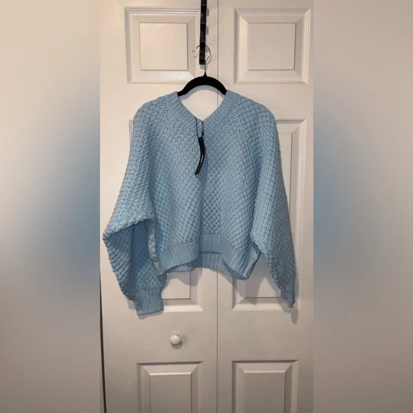 Fashion Nova Sky Blue V-Neck Sweater - Picture 3 of 5